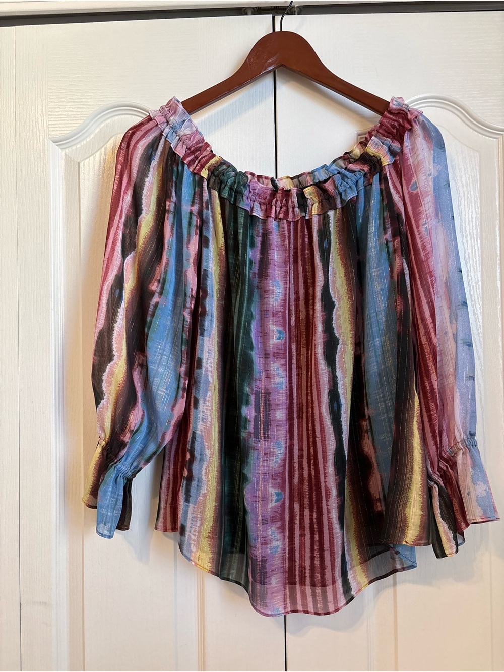 INC International Concepts Multicolor Striped Off-Shoulder Blouse